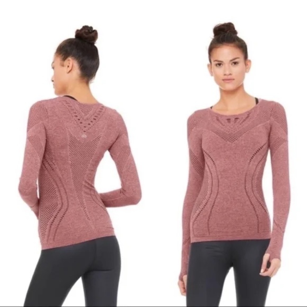 Women's Alo Yoga Seamless Laser Cut Mesh Best For Small Rosewood